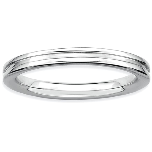 IceCarats 925 Sterling Silver Grooved Band Ring Size 5.00 Stackable Fancy