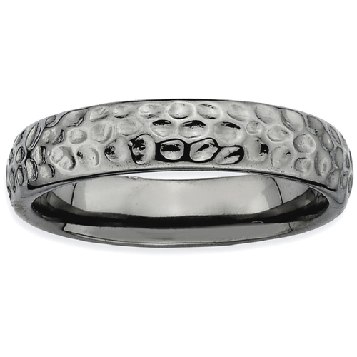 IceCarats 925 Sterling Silver Black Plated Band Ring Size 6.00 Stackable Fancy