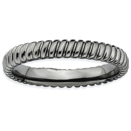 IceCarats 925 Sterling Silver Black Plated Band Ring Size 5.00 Stackable Textured