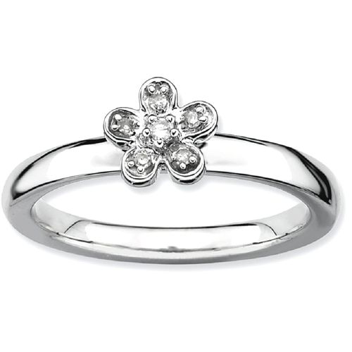 IceCarats 925 Sterling Silver Flower Diamond Band Ring Size 5.00 Stackable Fancy