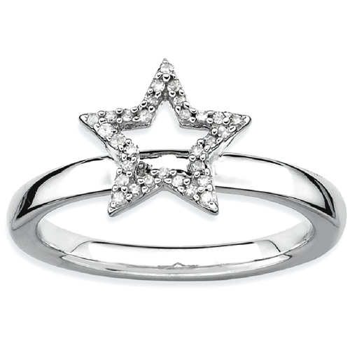 IceCarats 925 Sterling Silver Star Diamond Band Ring Size 6.00 Stackable Fancy