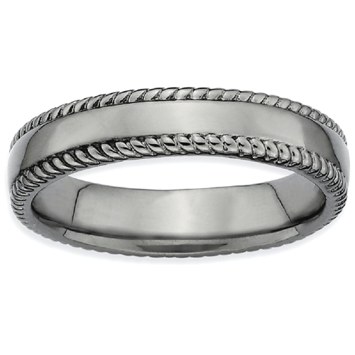 IceCarats 925 Sterling Silver Black Plated Band Ring Size 5.00 Stackable Fancy