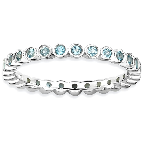 IceCarats 925 Sterling Silver Blue Topaz Band Ring Size 8.00 Stone Stackable Gemstone Birthstone December Az