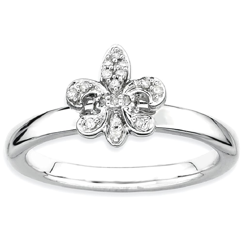 IceCarats 925 Sterling Silver Fleur De Lis Diamond Band Ring Size 9.00 Stackable Fancy