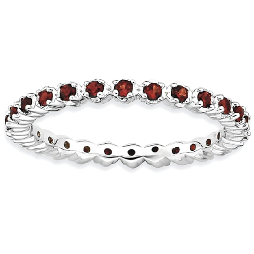 IceCarats 925 Sterling Silver Red Garnet Band Ring Size 7.00 Stone Stackable Gemstone Birthstone January