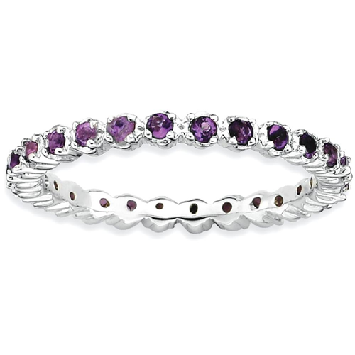 IceCarats 925 Sterling Silver Purple Amethyst Band Ring Size 7.00 Stone Stackable Gemstone Birthstone February