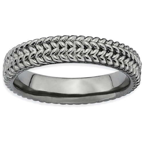 IceCarats 925 Sterling Silver Black Plated Band Ring Size 5.00 Stackable Fancy