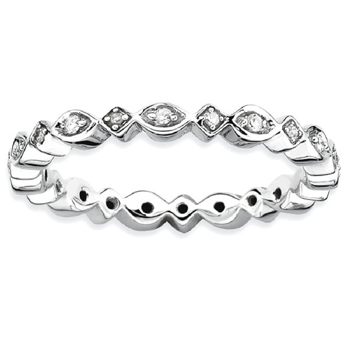 IceCarats 925 Sterling Silver Diamond Band Ring Size 10.00 Stackable Classic
