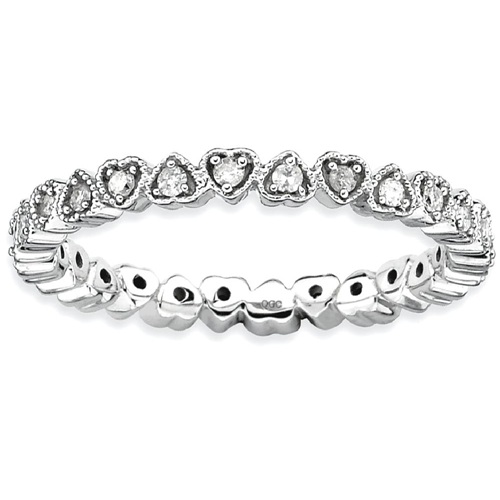 IceCarats 925 Sterling Silver Diamond Heart Band Ring Size 10.00 Stackable Classic