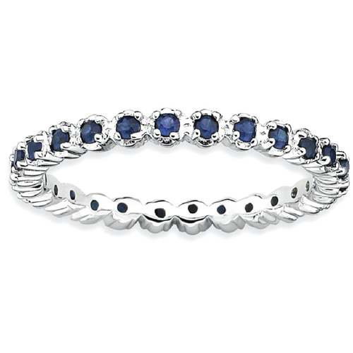 IceCarats 925 Sterling Silver Created Sapphire Band Ring Size 10.00 Stone Stackable Gemstone Birthstone September
