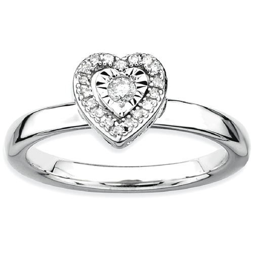 IceCarats 925 Sterling Silver Heart Diamond Band Ring Size 9.00 Love Stackable Fancy