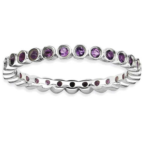 IceCarats 925 Sterling Silver Purple Amethyst Band Ring Size 6.00 Stone Stackable Gemstone Birthstone February