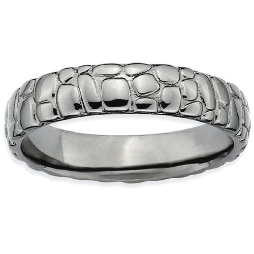 IceCarats 925 Sterling Silver Black Plated Band Ring Size 7.00 Stackable Fancy