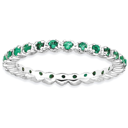 IceCarats 925 Sterling Silver Created Green Emerald Band Ring Size 10.00 Stone Stackable Gemstone Birthstone May