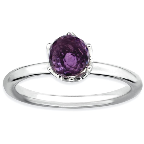 IceCarats 925 Sterling Silver Purple Amethyst Briolette Band Ring Size 5.00 Stone Stackable Gemstone Birthstone February