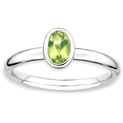 IceCarats 925 Sterling Silver Oval Green Peridot Band Ring Size 9.00 Stone Stackable Gemstone Birthstone August