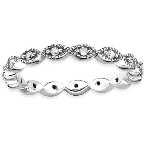 IceCarats 925 Sterling Silver Diamond Band Ring Size 5.00 Stackable Classic