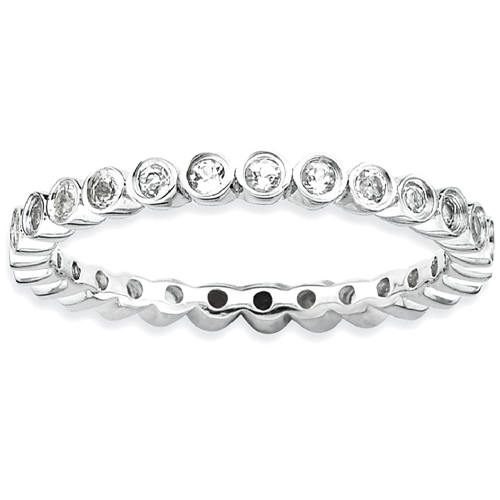 IceCarats 925 Sterling Silver White Topaz Band Ring Size 6.00 Stone Stackable Gemstone Birthstone April Az