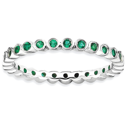 IceCarats 925 Sterling Silver Created Green Emerald Band Ring Size 5.00 Stone Stackable Gemstone Birthstone May