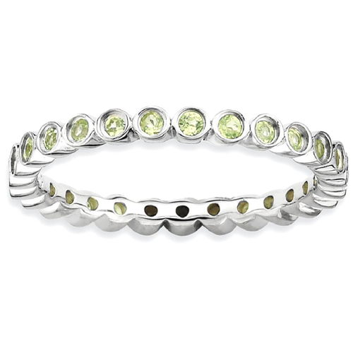 IceCarats – anneau à anneau en argent sterling 925 péridots verts taille 9.00 pierres, pierre de naissance d’août, empilable, pierre précieuse