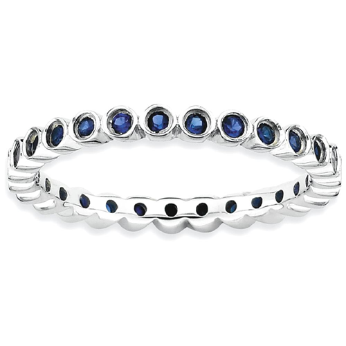 IceCarats 925 Sterling Silver Created Sapphire Band Ring Size 5.00 Stone Stackable Gemstone Birthstone September