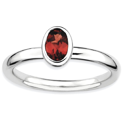 IceCarats 925 Sterling Silver Oval Red Garnet Band Ring Size 6.00 Stone Stackable Gemstone Birthstone January