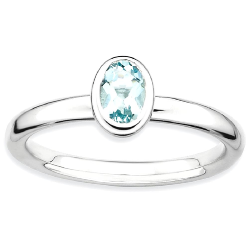 IceCarats 925 Sterling Silver Oval Blue Aquamarine Band Ring Size 7.00 Stackable Gemstone Birthstone March