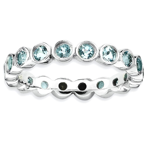 IceCarats 925 Sterling Silver Blue Aquamarine Band Ring Size 7.00 Stackable Gemstone Birthstone March