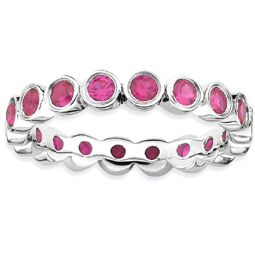 IceCarats 925 Sterling Silver Created Red Ruby Band Ring Size 10.00 Stone Stackable Gemstone Birthstone July