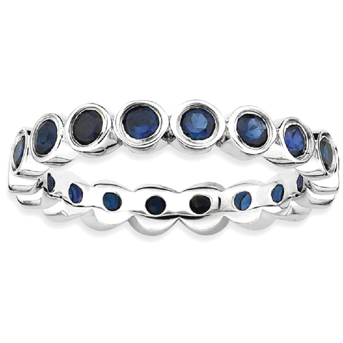 IceCarats 925 Sterling Silver Created Sapphire Band Ring Size 10.00 Stone Stackable Gemstone Birthstone September