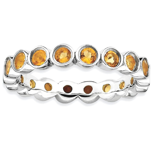 IceCarats 925 Sterling Silver Yellow Citrine Band Ring Size 7.00 Stone Stackable Gemstone Birthstone November