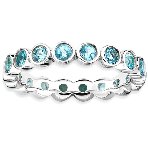 IceCarats 925 Sterling Silver Blue Topaz Band Ring Size 5.00 Stone Stackable Gemstone Birthstone December Az