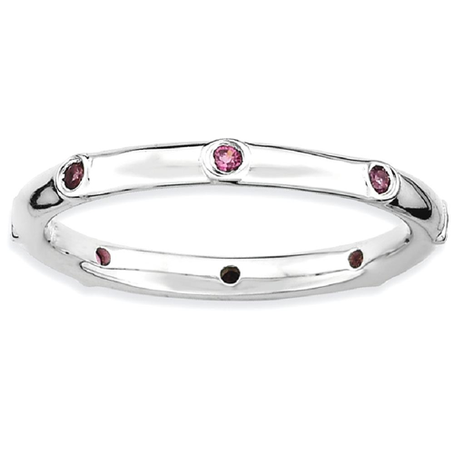 IceCarats 925 Sterling Silver Rhodolite Red Garnet Band Ring Size 8.00 Stone Stackable Gemstone Birthstone June