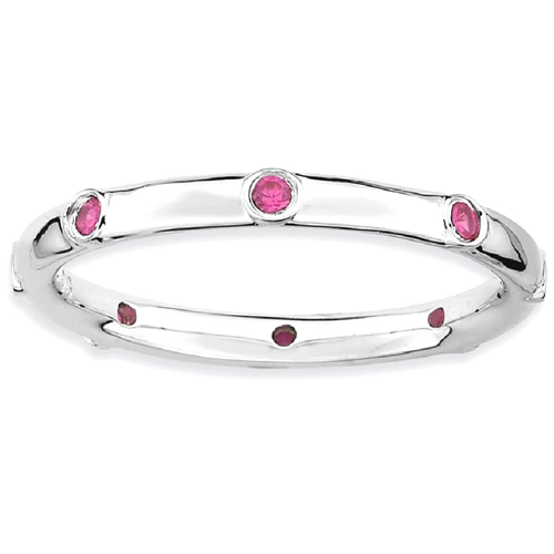 IceCarats 925 Sterling Silver Created Red Ruby Band Ring Size 7.00 Stone Stackable Gemstone Birthstone July