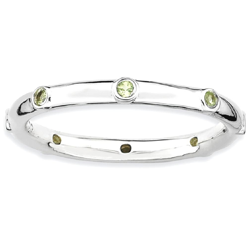 IceCarats 925 Sterling Silver Green Peridot Band Ring Size 7.00 Stone Stackable Gemstone Birthstone August