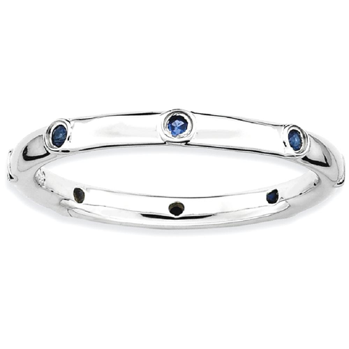 IceCarats 925 Sterling Silver Created Sapphire Band Ring Size 5.00 Stone Stackable Gemstone Birthstone September