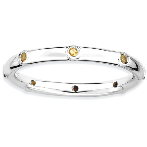 IceCarats 925 Sterling Silver Yellow Citrine Band Ring Size 7.00 Stone Stackable Gemstone Birthstone November