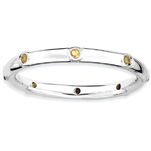 IceCarats 925 Sterling Silver Yellow Citrine Band Ring Size 8.00 Stone Stackable Gemstone Birthstone November