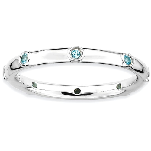 IceCarats 925 Sterling Silver Blue Topaz Band Ring Size 6.00 Stone Stackable Gemstone Birthstone December Az