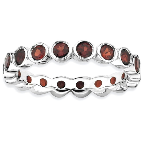 IceCarats 925 Sterling Silver Red Garnet Band Ring Size 7.00 Stone Stackable Gemstone Birthstone January
