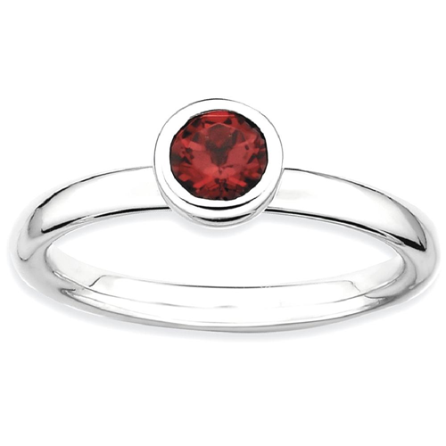 IceCarats 925 Sterling Silver Low 5mm Round Red Garnet Band Ring Size 5.00 Stone Stackable Gemstone Birthstone January