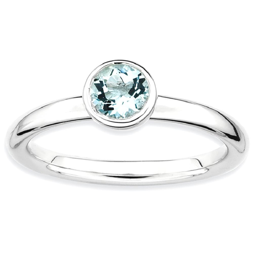 IceCarats 925 Sterling Silver Low 5mm Round Blue Aquamarine Band Ring Size 6.00 Stackable Gemstone Birthstone March