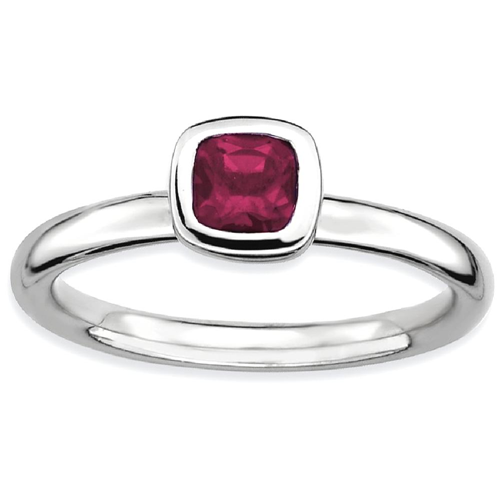 IceCarats 925 Sterling Silver Cushion Cut Rhodolite Red Garnet Band Ring Size 5.00 Stone Stackable Gemstone Birthstone June