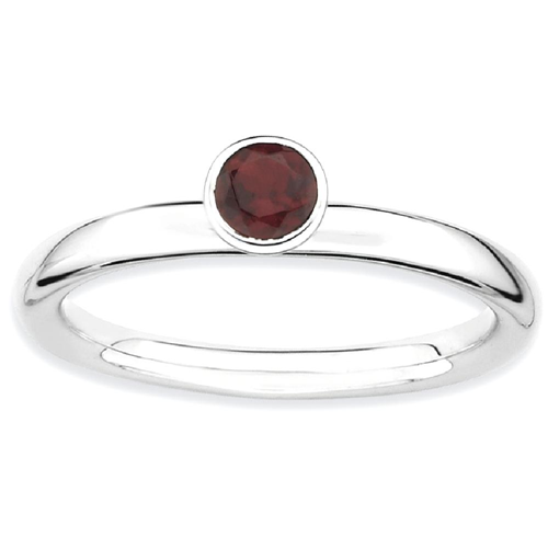IceCarats 925 Sterling Silver High 4mm Round Red Garnet Band Ring Size 8.00 Stone Stackable Gemstone Birthstone January