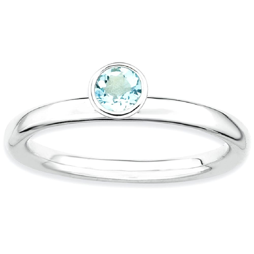 IceCarats 925 Sterling Silver High 4mm Round Blue Aquamarine Band Ring Size 6.00 Stackable Gemstone Birthstone March