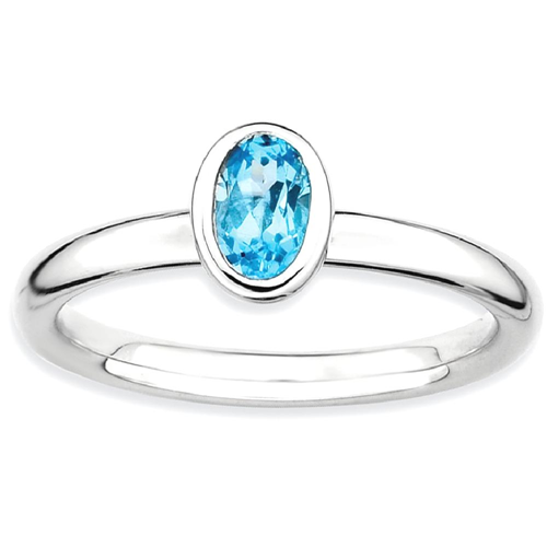 IceCarats 925 Sterling Silver Oval Blue Topaz Band Ring Size 10.00 Stone Stackable Gemstone Birthstone December Az