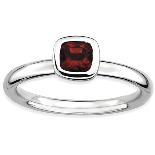 IceCarats 925 Sterling Silver Cushion Cut Red Garnet Band Ring Size 8.00 Stone Stackable Gemstone Birthstone January