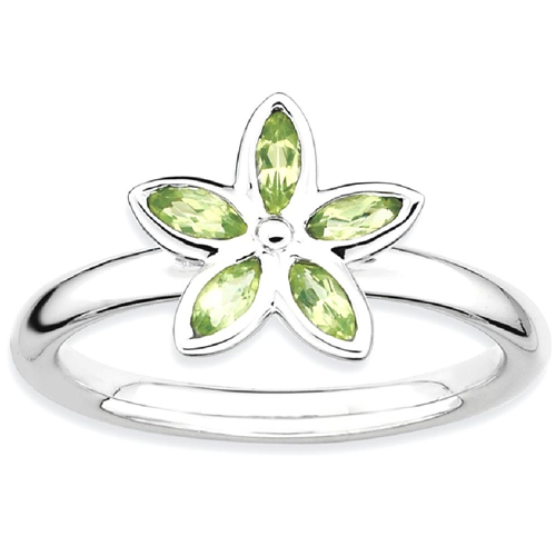 IceCarats 925 Sterling Silver Green Peridot Flower Band Ring Size 10.00 Stone Stackable Gemstone Birthstone August