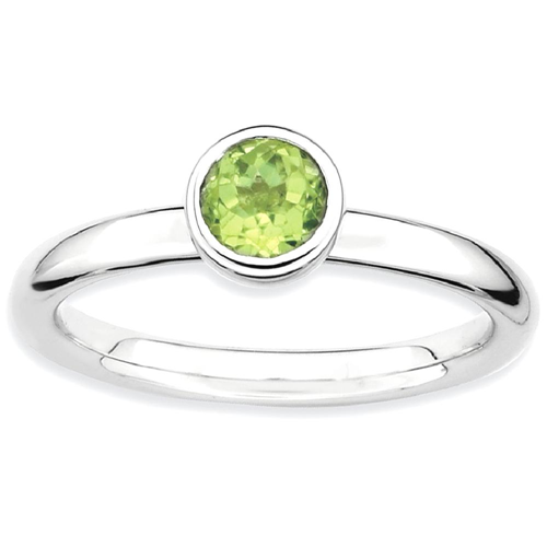 IceCarats 925 Sterling Silver Low 5mm Round Green Peridot Band Ring Size 6.00 Stone Stackable Gemstone Birthstone August