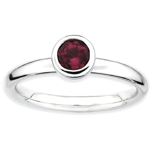IceCarats 925 Sterling Silver Low 5mm Round Rhodolite Red Garnet Band Ring Size 6.00 Stone Stackable Gemstone Birthstone June